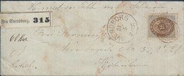 1875. DANMARK. Tofarvet.__ 16 Øre Grå/brun. Tk. 14, Normal Frame On Envelope From SVE... (Michel 27Ia) - JF425528 - Storia Postale