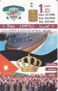 TARJETA DE JORDANIA DE 1JD DE UN AVION Y BANDERA-PLANE-FLAG  FECHA 12/98 Y TIRADA 250000 (FLOR-FLOWER) - Jordania