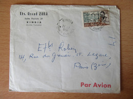 Guinée Française - Enveloppe Voyagée Entre Kindia Et Paris En 1956 - Cartas & Documentos
