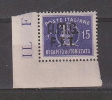 TRIESTE  A:  1949  RECAPITO  AUTORIZZATO  -  £. 15  VIOLETTO  N. -  SASS. 3 - Fiscales