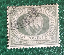 1892-90 - San Marino - Cinque Centesimi Usato Con Linguella - Used Stamps