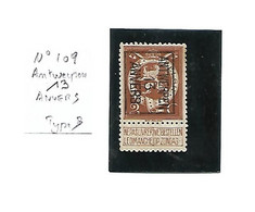 Preo N° 109 2 Ct ANTWERPEN 13 ANVERS Type B - Typografisch 1912-14 (Cijfer-leeuw)