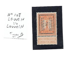 Preo N° 108  1ct  LEUVEN 14 LOUVAIN   Type B - Typo Precancels 1912-14 (Lion)