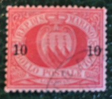 1892-94  - San Marino - Dieci Centesimi Soprastampa Su 20 Cent - Usato Con Linguella - Gebraucht