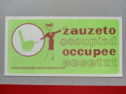 JAT - Airways Yugoslav Airlines, Vintage Label Occupied - 1960`s, Jugoslovenski Aerotransport, (cardboard) - Horaires