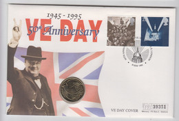 GB 1995 VE Day Coin & Stamp Cover Coin FDC - Île De  Man