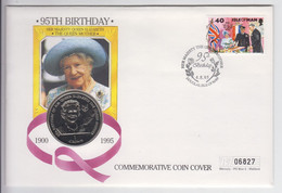 Isle Of Man 1995 Queen Mother Birthday Coin & Stamp Cover Coin FDC - Isle Of Man