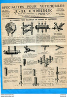 Publicité -AUTO-J B CORRE -spécialités Pour Automobiles  1923-catalogue Illustré 4 Pages+ Feuille-tarifs + - Supplies And Equipment