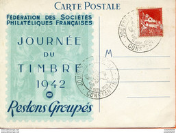 Algérie,France; FDC 1942 ; Carte Maximum " Journée Du Timbre ; Constantine " - FDC