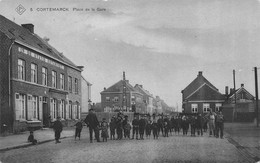 CORTEMARCK - Place De La Gare - Carte Bleutée, Très Animée - Kortemark