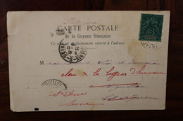 Guyane Française 1899 France Cover Colonie French Guyana Aiguillon 5 Vert CPA AK Imprimé - Brieven En Documenten