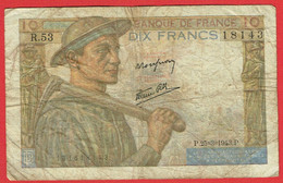 France - Billet De 10 Francs Type Mineur - 25 Mars 1943 - 10 F 1941-1949 ''Mineur''