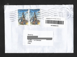 Luxembourg Cover With Patrimoine Siderurgique Stamps Sent To Peru - Lettres & Documents