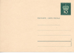 Liechtenstein Entier Postal Ganzsache Carte Postale Postkarte CP37 10Rp. Neuve 1959 - Postwaardestukken
