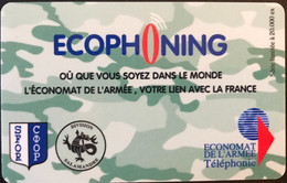 FRANCE  -  ARMEE  -  Prepaid  -  ECOPHONING  - SFOR - Division Salamandre - Vert Bronze -  Schede Ad Uso Militare