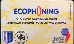 FRANCE  -  ARMEE  -  Prepaid  -  ECOPHONING  - SFOR - Division Salamandre - Jaune -  Schede Ad Uso Militare