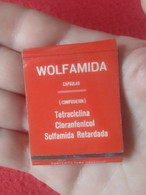 SPAIN ? CAJA DE CERILLAS MATCHBOX BOÎTE D'ALLUMETTES WOLFAMIDA CÁPSULAS WOLF BITREPINA DUECIL MEDICAMENTOS ? MEDICINES ? - Matchboxes