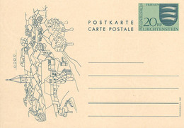Liechtenstein Entier Postal Ganzsache Carte Postale Postkarte CP60 20Rp. Neuve Triesen 1967 - Stamped Stationery