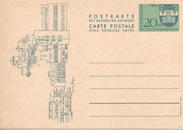 Liechtenstein Entier Postal Ganzsache Carte Postale Réponse Payée Postkarte CP63 20+20Rp. Neuve Vaduz 1967 - Entiers Postaux