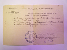 2021 - 3376   MAROC  Gouvernement Chérifien  :  Certificat D'exercice  1957  XXX - Non Classés