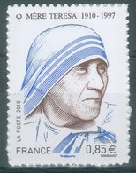 France, Mère Teresa, Religieuse Catholique Albanaise, 2010 **, TB  timbre Autoadhésif - Luchtpost