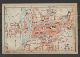 CARTE PLAN 1922 - SENS - ILE De L'YONNE - GARE D'ÉGREVILLE - GARE PLM De SENS - ÉTANG De SERBOIS - Cartes Topographiques