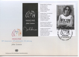 ONU New-York 2021 - John Lennon (Beatles) FDC Feuillet - Chanteurs