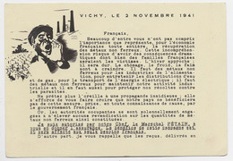 ENTIER PSEUDO PETAIN CARTE POSTALE ECHANGE DES METAUX FERREUX VOCHY 2 NOVEMBRE 1941 NEUF SUPERBE - 1941-42 Pétain