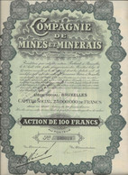 COMPAGNIE DE MINES ET MINERAIS- ACTION SE 100 FRS  - ANNEE 1928 - Miniere