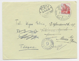 HELVETIA SUISSE 20C LETTRE COVER ST MORITZ 25.II.1943 TO BERN REEXP MURI FELPOST + FLIEGER BEUB. GRUPPE 9 - Annullamenti