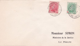 379 129 130 Lettre Ministère Justice Albert 1er Croix Rouge 10-7-1915 Le Havre Seine Inférieure - Ohne Zuordnung