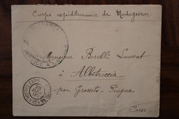 Madagascar 1895 Corps Expeditionnaire Service à La Mer Marine Corse Albitreccia Grosseto Prugna Cover Voir Dos L.V. N°4 - Schiffspost