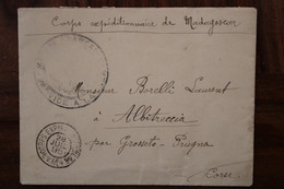 Madagascar 1895 Corps Expeditionnaire Service à La Mer Marine Corse Albitreccia Grosseto Prugna Cover Voir Dos L.V. N°4 - Cartas