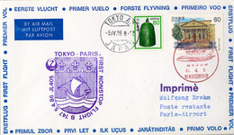 1986 , JAPÓN , FIRST FLIGHT / PRIMER VUELO TOKYO - PARIS , CORREO AÉREO - Brieven En Documenten
