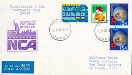 1990 , JAPÓN , FIRST FLIGHT / PRIMER VUELO TOKYO - NUEVA YORK  , CORREO AÉREO - Storia Postale