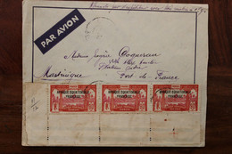 Gabon 1930's Martinique RARE En Bande De 3 AEF 0,90 France Cover Air Mail Par Avion - Covers & Documents