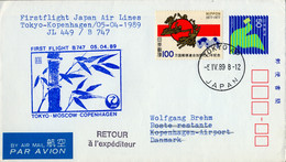 1989 , JAPÓN , PRIMER VUELO / FIRST FLIGHT , TOKYO - COPENHAGUEN , CORREO AÉREO - Briefe U. Dokumente