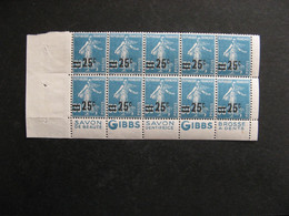 TB Bande De 5 Avec Texte Complet Du N° 217b, Neuve XX. Avec PUB Inférieure " GIBBS ". Tenant A Bande De 5 Normale. - Unused Stamps