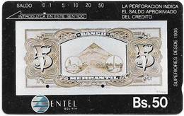 Bolivia - Entel (Tamura) - Bolivian Banknotes, Billete De 5 Bolivianos, 50Bs, 1993, Used - Bolivia