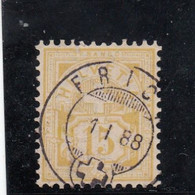 Suisse - Armoiries - N°Zumstein 63A - Oblitération Centrale "Fric" 15c Jaune - 01/01/88 - Used Stamps