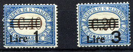 SAN MARINO 1940 - Yv.61-62 (Mi.Porto 59+63) MH (VF) Perfect - Impuestos