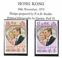 Hong Kong 1973 Royal Wedding Princess Anne And Mark Phillips, Mi 282-283  MNH(**) - Ungebraucht