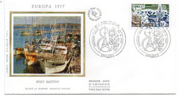 FDC Soie --1977-- EUROPA-- Port Breton .....cachet  PARIS - 75 .( Tour Eiffel )............à Saisir - 1970-1979