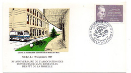 1987--METZ--cachet 30° Anniversaire Donneurs Sang PTT  Moselle-tp Sutaxé " Jacques MONOD "  ...à Saisir - Matasellos Conmemorativos