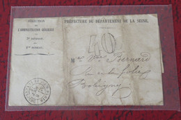 Direction De L' Administration Générale 08 AOUT 1872  DE Paris Pour Epernay Dommages De La Guerre Etrangère - Oorlog 1870