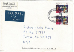 Australia 1990s Sports 75c Netball Pair On Air Mail Letter To Arizona, USA - Cartas & Documentos