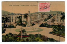 PERÚ // LIMA - PLAZA BOLOGNESI Y PASEO COLÓN // AÑO 1913 - Peru