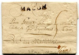 HAUTE SAONE De MACON LAC Du 26/07/1797 Linéaire 35x11 Taxée 5 Pour Les MALADIERES à GEX - 1701-1800: Precursores XVIII