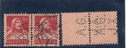 Suisse - Perforés - Walter Tell - N°YT 138 - Perforé "A.G./J.X." Décalage De La Perforation - Paire - Perfins