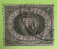 1892/94 - San Marino - 45 Cent Stemma - Usato - Con Linguella - Oblitérés